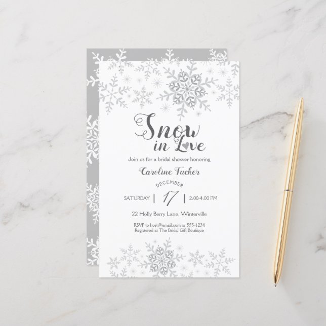 Winterschneeflocken Schnee in Liebe Brautparty (Vorderseite/Rückseite Beispiel)