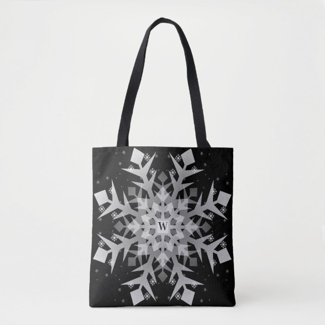 Winterschneeflocken Schwarze Allround-Print-Tasche (Vorderseite)