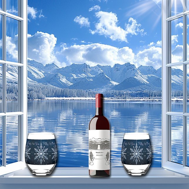 Winterschneeflocken Sparkle Sterne Frohes Neues Ja Weinglas Ohne Stiel (Von Creator hochgeladen)
