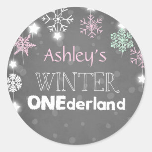 Winterschneeflocken Umschlag Aufkleber pink