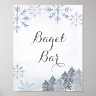 Winterschneeflocken Wasserfarbe Bagel Bar Zeichen Poster