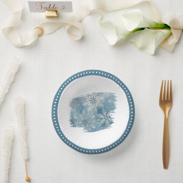 Winterschneeflocken Weihnachts-Party Pappteller (Hochzeit)