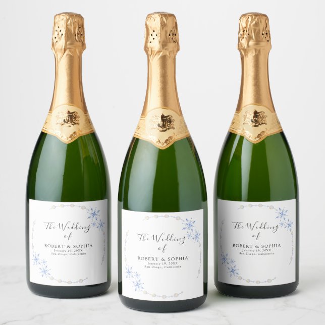 Winterschneeflockenhochzeit (Flaschen)