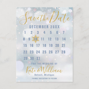 Winterschneeflockenkalender Save the Date Postkarte