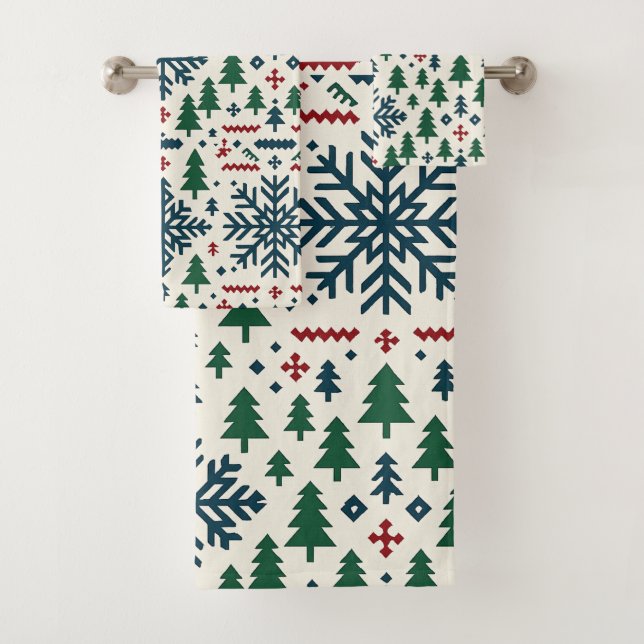 Winterschneeflockenmuster Badhandtuch Set (Insitu)