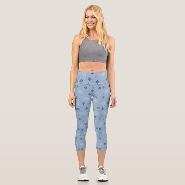 Winterschneeflockenmuster Capri Leggings (Vorderseite)