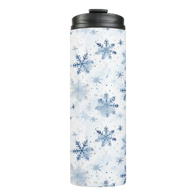 Winterschneeflockenmuster Thermosbecher (Vorderseite)