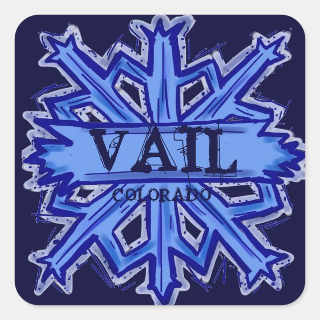 Winterschneeflocksticker Vail Colorado Quadratischer Aufkleber (Vorderseite)