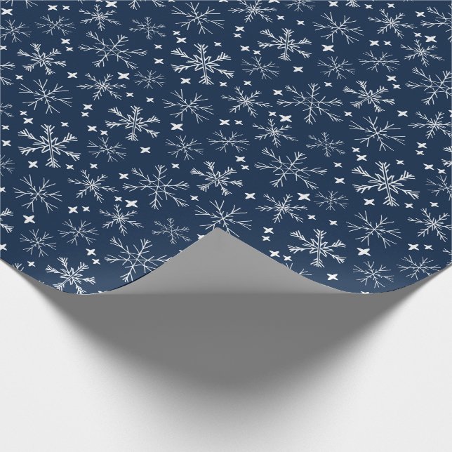 Winterschneeflotter Blau Geschenkpapier (Ecke)