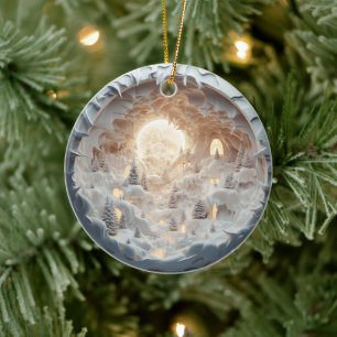 Winterschneehöhe Weihnachtsfeiertag im 3D-Stil Keramik Ornament