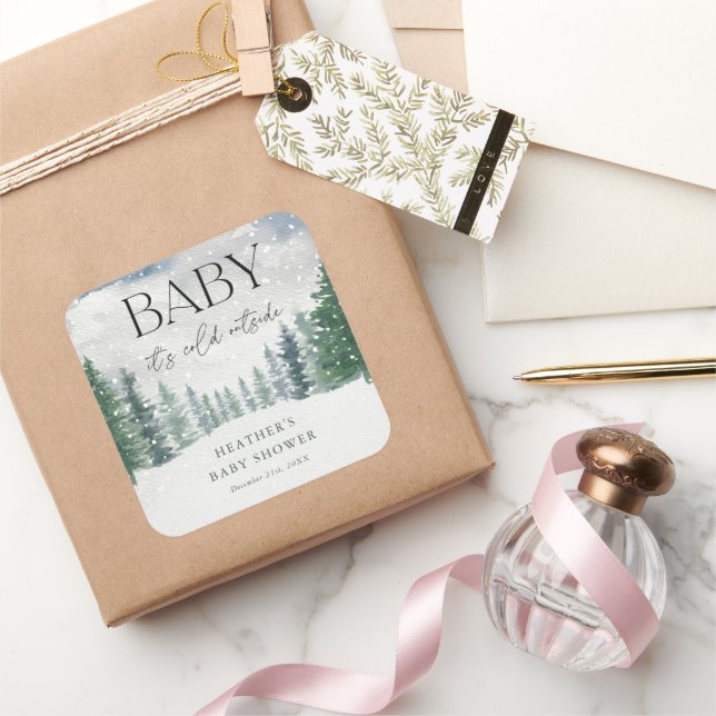 Winterschneejause Es ist kalte Außendusche Quadratischer Aufkleber (Schenken)