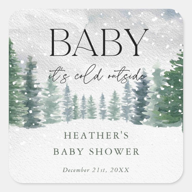 Winterschneejause Es ist kalte Außendusche Quadratischer Aufkleber (Vorderseite)