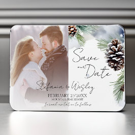 Winterschneekiefern Foto Save the Date Magnet
