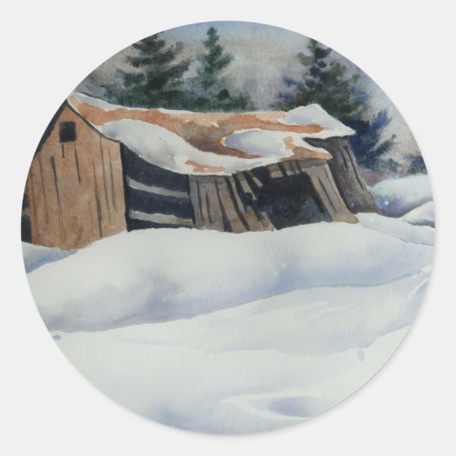 Winterschneekleber Runder Aufkleber (Vorderseite)