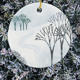Winterschneelandschaft Keramik Ornament