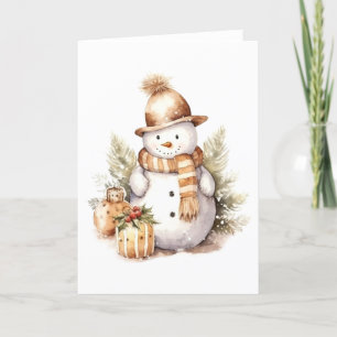 Winterschneemann mit Geschenken, Holly BLANK Feiertagskarte