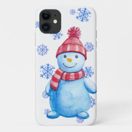 Winterschneemann und Schneeflocken Case-Mate iPhone Hülle