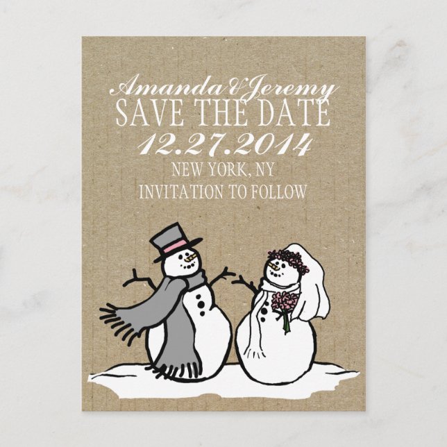 Winterschneemobil und Bräutigam Save the Date Ankündigungspostkarte (Vorderseite)