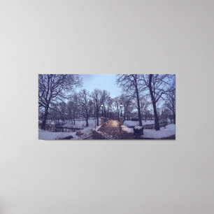 Winterschneepark im Abend Leinwanddruck