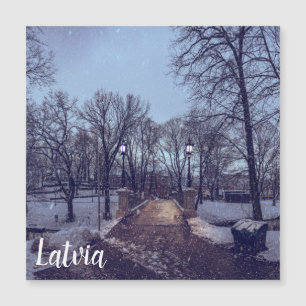 Winterschneepark im Abend Magnetkarte