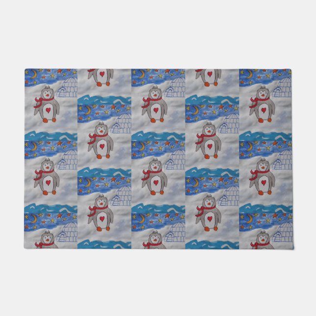 Winterschneepinguin Fußmatte (Vorderseite)