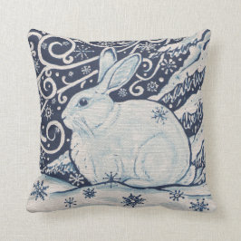 Winterschneerollen Blaue Schneeflocken zeichnen Kissen