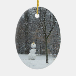 Winterschneeszene der Nachbarin Keramik Ornament