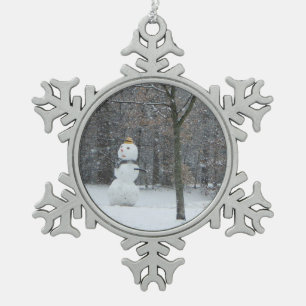 Winterschneeszene der Nachbarin Schneeflocken Zinn-Ornament