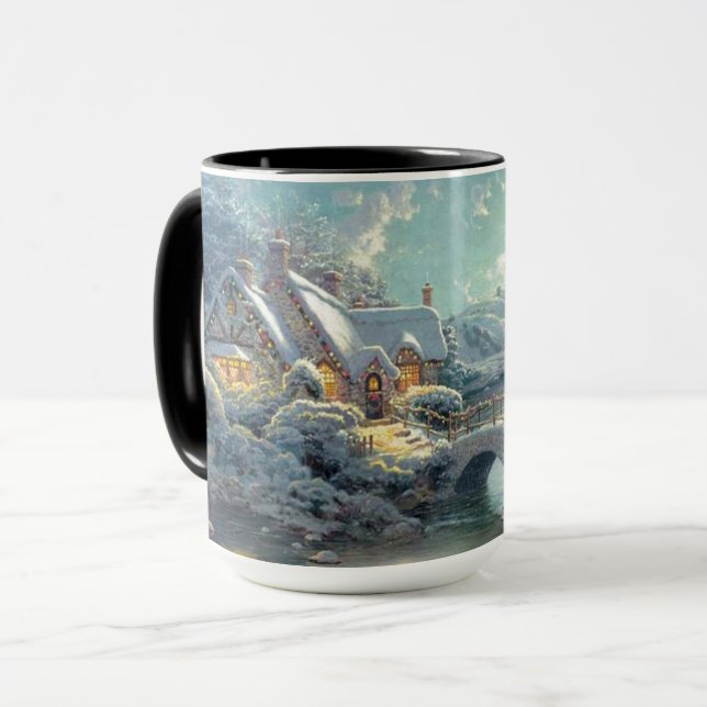 Winterschneeszene Dezember Saisonurlaub Tasse (Vorderseite Links)