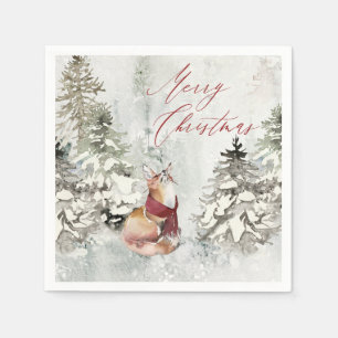 Winterschneeszene mit Fuchs Serviette