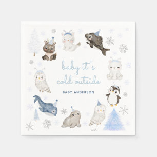 Winterschneetiere Kinderdusche Serviette