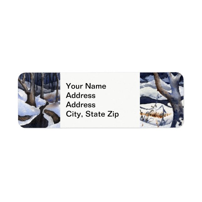 Winterschneeüberdeckter Winter-Bach, dunkle Bäume  (Vorne)