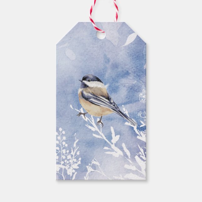 Winterschneewald Chickadee Bird Naturkunde Geschenkanhänger (Vorderseite)