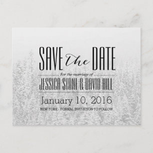 Winterschneewald Elegante Hochzeit Save the Date Ankündigungspostkarte