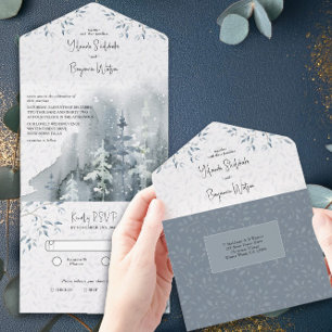 Winterschneewald-Hochzeit mit UAWG All In One Einladung