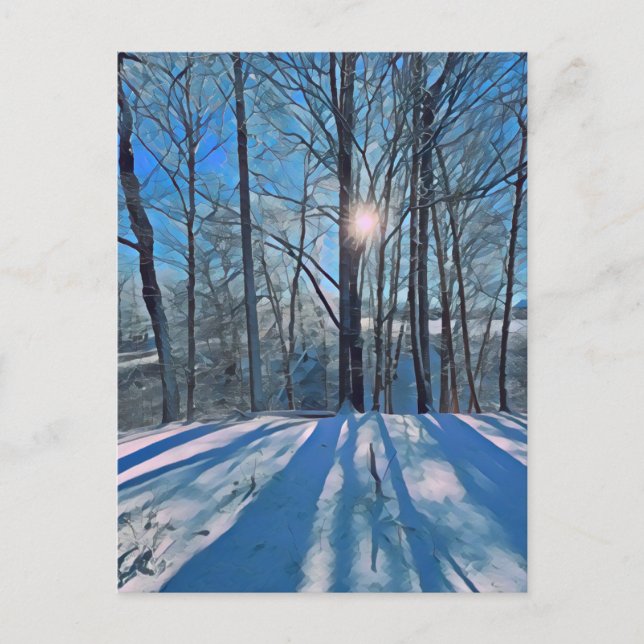 Winterschneewald mit schneebedeckter Landschaft Postkarte (Vorderseite)