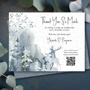 Winterschneewald und Hirsch Dankeskarte