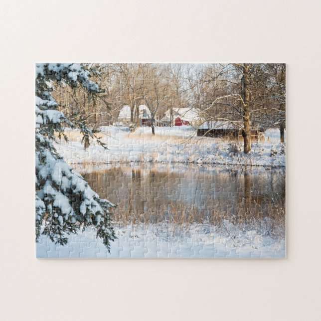 Winterschneeweiher und Tennessee Fotografie Puzzle (Horizontal)