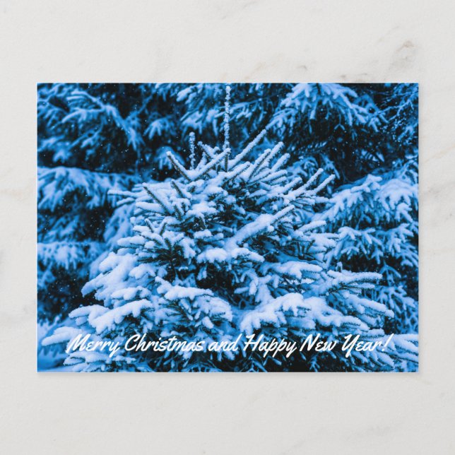 Winterschneeweihnachtsbaum Feiertagspostkarte (Vorderseite)