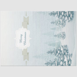 Winterschneeweiße Waldlandschaft Weihnachten Seidenpapier