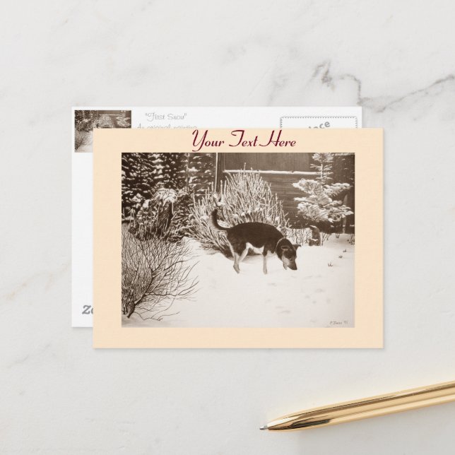 Winterschneewelt mit niedlichem Schwarz und Bräunl Postkarte (Vorderseite/Rückseite Beispiel)