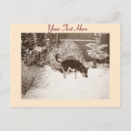 Winterschneewelt mit niedlichem Schwarz und Bräunl Postkarte