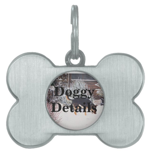 Winterschneewelt mit niedlichem Schwarz und Bräunl Tiermarke (Vorderseite)