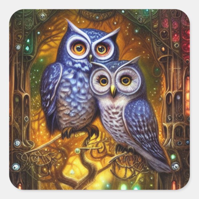 Winterschwärme im Wald Steampunk Gothic Digital Quadratischer Aufkleber (Vorderseite)