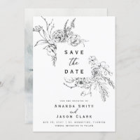 Winterschwarz und Weiß Save the Date Hochzeit