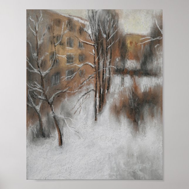 Winterschweigen am Fenster Poster (Vorne)