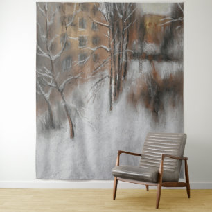 Winterschweigen am Fenster Wandteppich