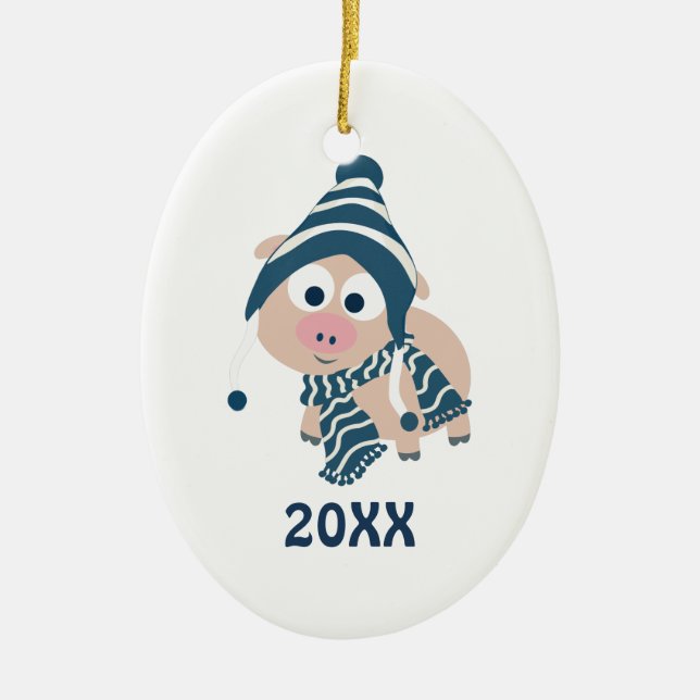 Winterschwein Keramikornament (Vorne)