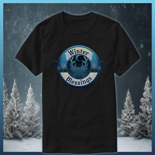 Wintersegmente Abzeichen Hirsch und Mond T-Shirt (Von Creator hochgeladen)