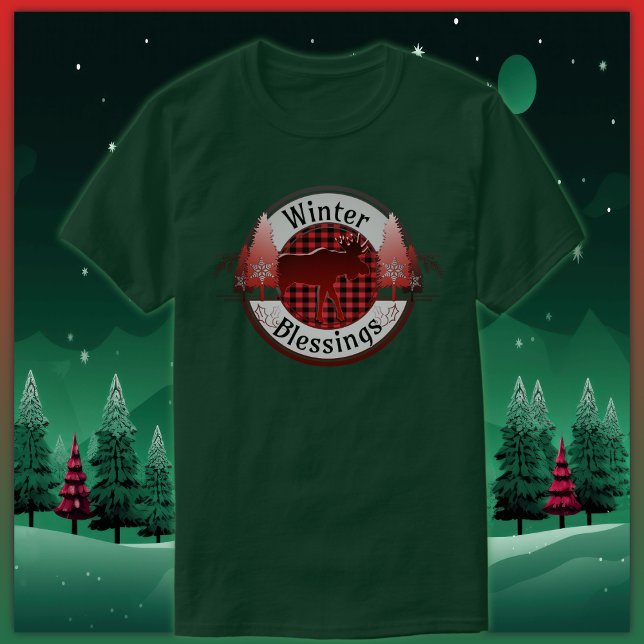 Wintersegmente Kariertes Elch-Abzeichen T-Shirt (Von Creator hochgeladen)
